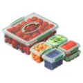 6-piece clear food storage container set with green lids, perfect for kitchen fridge organization. - ZG-1272B Portable Style - 6-Piece Set / Dark Green