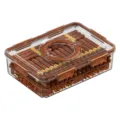 Transparent cigar humidor storage box set with brown locking clips, compact variant. - ZG-124B (Regular) / Dark Coffee