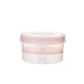 Clear plastic double layer partitioned lunch box container with pink lid for food storage. - Transparent Pink
