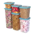 Set de boîtes de conservation transparentes avec couvercles bleus pour la cuisine et les aliments. - ZG-1293XXS (10,5*10,5*6,5 cm) / Bleu Nordique
