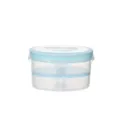 Contenitore per pranzo ovale in plastica a doppio strato con scomparti e coperchio blu. - blu trasparente