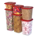 Boîtes de conservation transparentes en plastique rouge, bocaux de cuisine hermétiques. - ZG-1293XXS (10,5*10,5*6,5 cm) / Rouge
