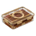 Clear acrylic cigar humidor box with gold locks, portable storage container set for cigars. - ZG-124B (Regular) / Light Coffee