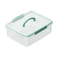 Clear plastic food storage container with green lid and handle, ideal for fridge organization. - ZG-1272 / Dark Green
