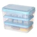 Clear plastic food storage container with blue lid rectangular lunch box for kitchen meal prep - 8078A High 7-Piece Set / Blue
