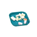 Nordic style square plastic tray for snacks, dried fruit and pastry storage, deep cyan color - 15.3x15.3x2.3cm / Dark Green