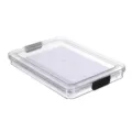 Contenitore di stoccaggio rettangolare in plastica trasparente con fibbie nere utile. - 36.5x24x3.8cm / Nero