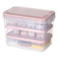 Multi-layer plastic food storage container with pink lid and compartments for kitchen organization. - 8078A High 7-Piece Set / Pink