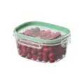 Transparent plastic food storage container with green lid, fresh-keeping box for fridge fruit. - ZG-218-M
