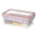 Pink plastic food storage container lunch box with compartment separator for meal prep. - 812A Low 5-Piece Set / Pink