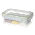 Transparent plastic food storage container with green lid, ideal for meal prep use. - 812A Low 5-Piece Set / Green