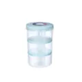 3-layer clear plastic storage container portable sealed lunch box for kitchen food snacks - Transparent Blue