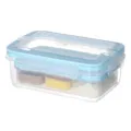 Plastic food storage container, rectangular food prep bento box with blue lid and compartments. - 812A Low 5-Piece Set / Blue