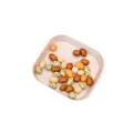 Nordic style square plastic tray with rounded corners for home snacks and party pastries. - 15.3x15.3x2.3cm / Khaki
