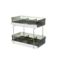2-Tier clear ribbed desktop storage organizer cosmetic snack shelf kitchen bathroom holder - 2-Ply / Dark Green