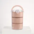 Portatile scatola pranzo in plastica a 3 livelli impilabile con manico, contenitore trasparente. - Rosa Nordico