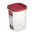 Transparent plastic food storage container with red lid, square kitchen organizer box for fridge. - ZG-2119L (750ml) / Dark Red
