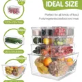 Clear plastic food storage containers set with lids, multi-size fridge organizers. - 1188B 16-Piece Set / Clear