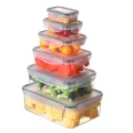 Rectangular airtight food storage container set, clear plastic kitchen organizer boxes. - 1267 - Rectangular 6-Piece Set / Clear