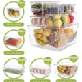 Clear plastic storage box set with lid for kitchen refrigerator food fruit vegetable organizer - 1188C 9-Piece Set / Clear