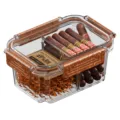 Boîte humidor à cigares transparente en acrylique avec séparateur et humidificateur. - S / Café Foncé