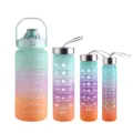 Gradient frosted sports water bottle set, large capacity nesting water cups with time markers. - Light Blue Gradient