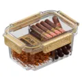 Boîte humidor à cigares transparente en acrylique avec séparateur et sachet d'humidité pour stockage. - S / Café Clair