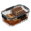 Clear acrylic cigar humidor box with divider, cedar wood chips and 69% RH humidification pack. - M / Black