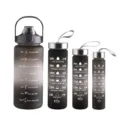Gradient frosted water bottle set of four with time markers and motivational quotes for outdoor sports. - Black Gradient