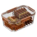 Boîte humidor à cigares en acrylique transparent avec copeaux de bois de cèdre et humidificateur - M / Café Foncé