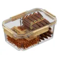 Humidor à cigares en plastique transparent avec copeaux de bois de cèdre et humidificateurs. - M / Café Clair