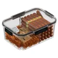 Clear plastic cigar humidor box with digital hygrometer and cedar wood chips set. - L / Black