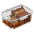 Boîte humidor à cigares en plastique transparent avec hygromètre numérique et copeaux de bois. - L / Blanc