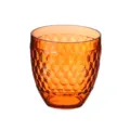 Bicchiere in plastica strutturata ambra con sfaccettature geometriche a diamante per uso domestico. - Taglia M / Arancione