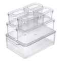 Scatole portaoggetti trasparenti PET set organizer frigorifero contenitori cucina - 1129B-Con scolapiatti (set basso da 7 pezzi)