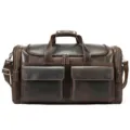 Men's leather travel duffel bag, dark brown crazy horse leather weekender luggage for men. - Brown Travel Bag