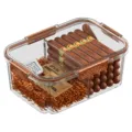 Boîte humidor à cigares en acrylique transparent avec hygromètre numérique et copeaux de bois. - L / Café Foncé