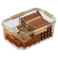 Boîte humidor à cigares en acrylique transparent avec hygromètre, sachets et copeaux de bois. - L / Café Clair