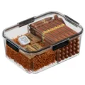 Transparent acrylic cigar humidor box with hygrometer and humidity packs for storage. - XL / Black