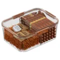Boîte de rangement étanche pour humidor à cigares transparente avec hygromètre et copeaux. - XL / Café Foncé