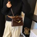 Retro femme sac a main hiver nouvelle mode epaule bandouliere sac luxe style poignee sac - S / Café