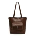 Borsa tote vintage in pelle PU marrone da donna, elegante borsa a spalla capiente - Marrone