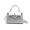 Sac a main argente elegant avec rabat structure et fermeture tourniquet pour femmes. - Argent