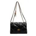 Sac Bandoulière Noir Matelassé Chaîne Style Vintage Élégant Sac À Main Pour Femme Tendance - Noir
