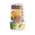 Transparent plastic kitchen food storage boxes stackable for refrigerator vegetable fruit fresh keeper - 1187D 8-Piece Set / Clear