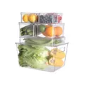 Transparante PET keuken opbergdoosjes set, stapelbare koelkast organizer voor fruit en groenten. - 1187E 8-delige set / Transparant