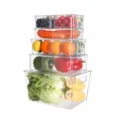 Transparante kunststof koelkast opbergdozen stapelbare voedselorganizers voor fruit en groenten - 1187F 9-delige set / Transparant