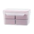 Portable rectangular compartmentalized lunch box with transparent lid and inner containers. - Nordic Pink