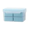 Rectangular compartmentalized lunch box variant in light blue with transparent body and lid. - Blue