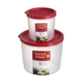 Plastic food storage container set with red lid airtight kitchen organizer for fruit snack - 2117 2-Piece Set (L+S) / Brick Red